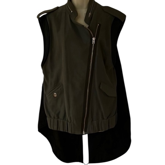 Alexander Wang size XL olive green & black sleeveless jacket - Picture 1 of 16
